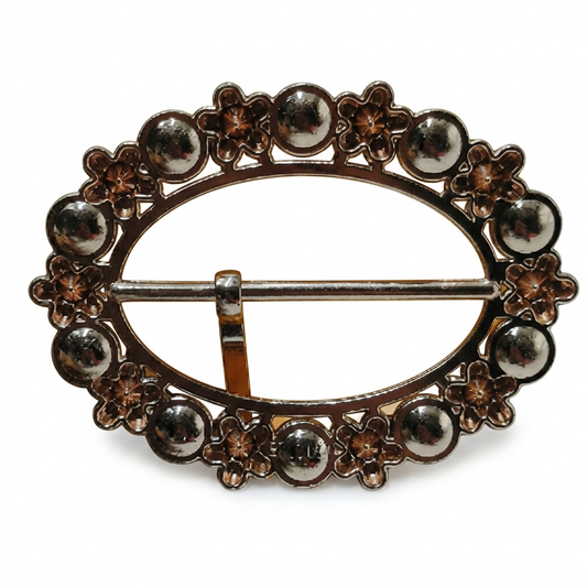 Oval Shape Pearl Buckle - Gold - 6 cm × 7.5 cm