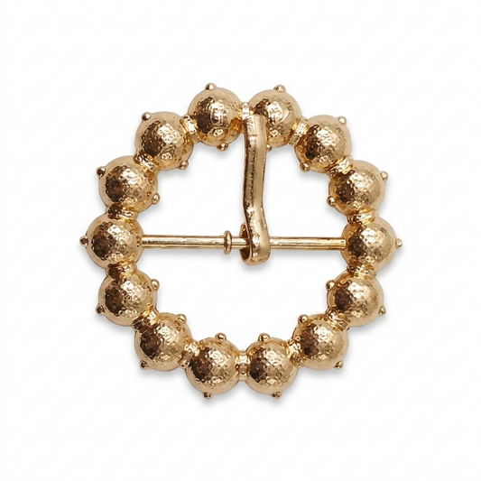 Round Shape Stone Pearl Buckle - Gold - 5 cm × 5 cm