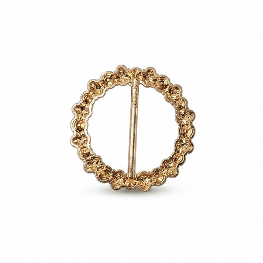 Round Shape Stone Buckle - Gold - 5 cm × 5 cm