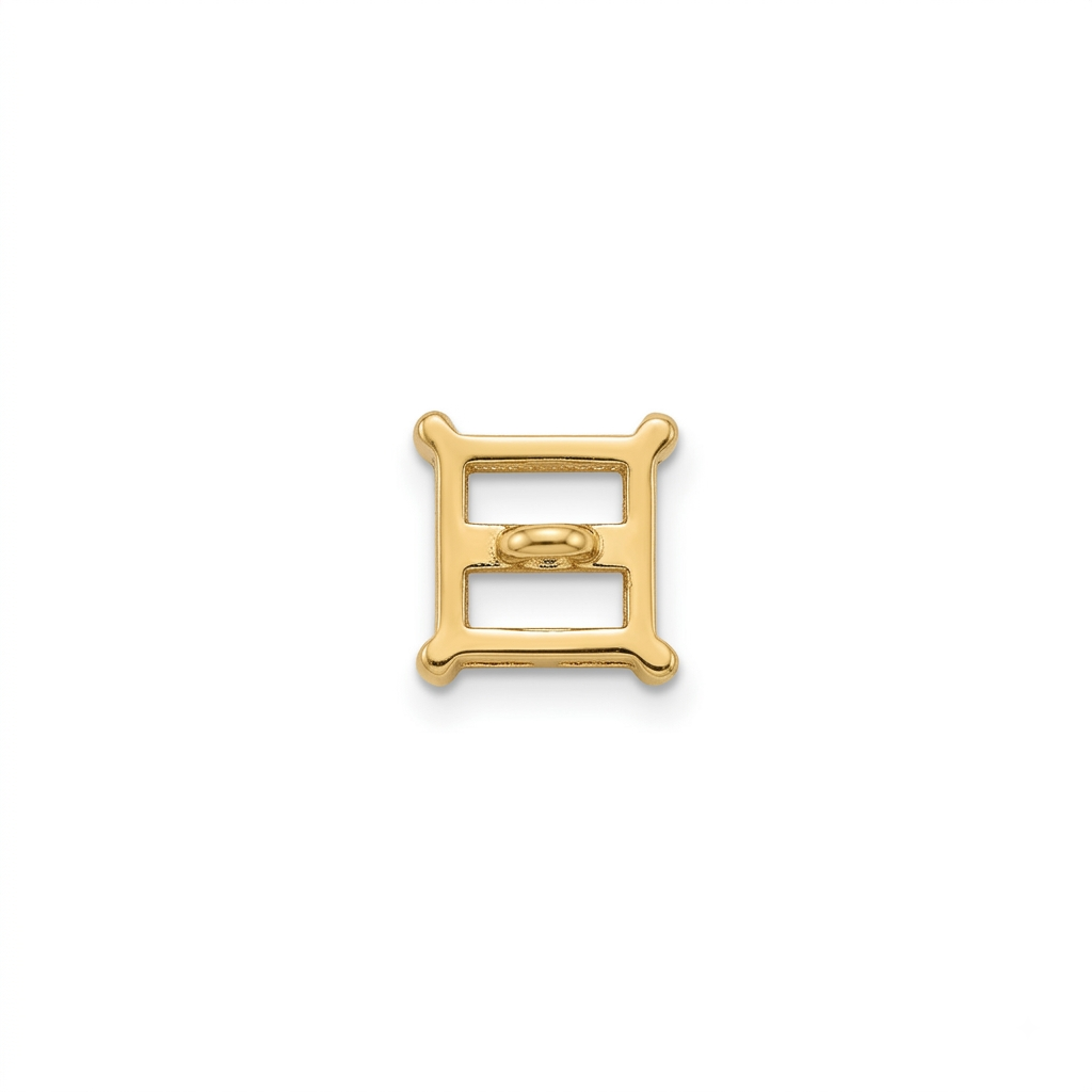 Square-Shaped Stone Button - Gold - 10.22 mm / 16 Ligne