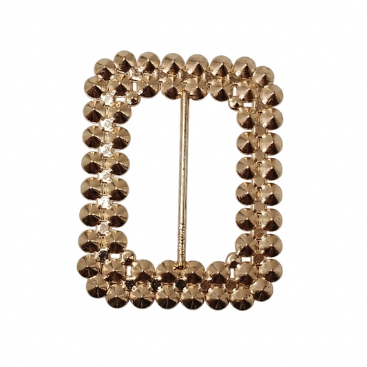 Rectangular Stone Buckle - Gold - 7.5 cm × 6 cm