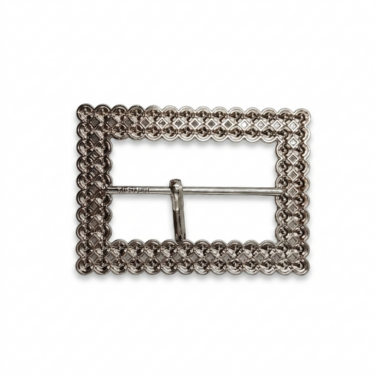 Rectangular Shape Pearl Stone Buckle - Silver - 7 cm × 5 cm