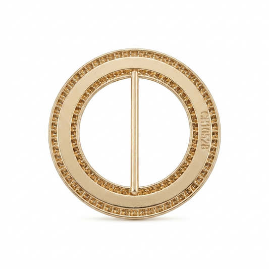 Fancy Enamel Stone Buckle - Black / Gold - 6 cm × 5.5 cm