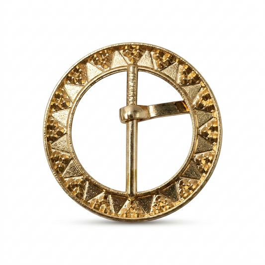 Round Shape Buckle - Black / Gold - 5 cm × 5 cm