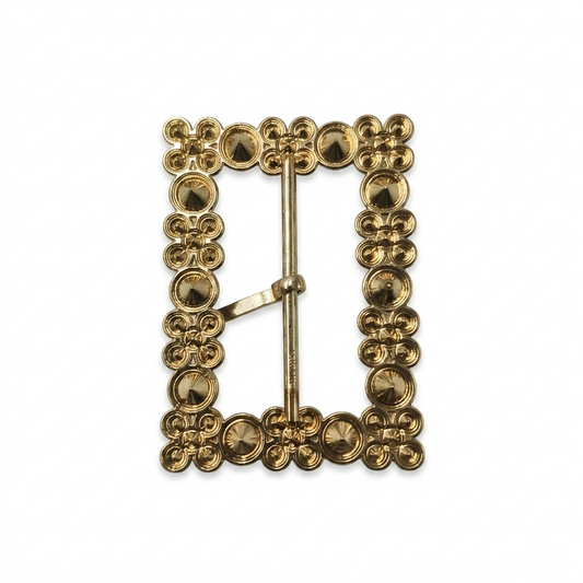 Rectangular Shape Pearl Buckle - Gold - 5 cm × 7.5 cm
