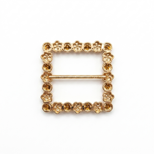 Square Shape Stone Buckle - Gold - 4.5 cm × 4.5 cm
