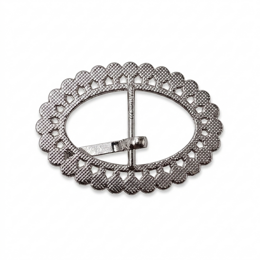 Oval Shape Stone Buckle - Silver - 3.5 cm × 5 cm