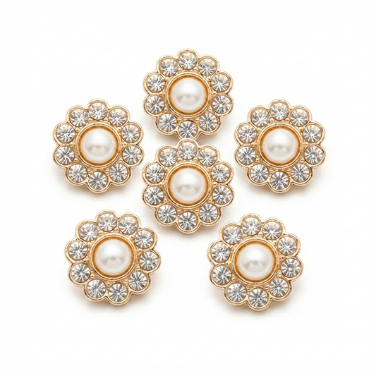 Floral Pearl Button