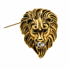 Lion Metal Brooch - Gold - 3.5 cm × 3 cm