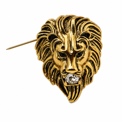 Lion Metal Brooch - Gold - 3.5 cm × 3 cm