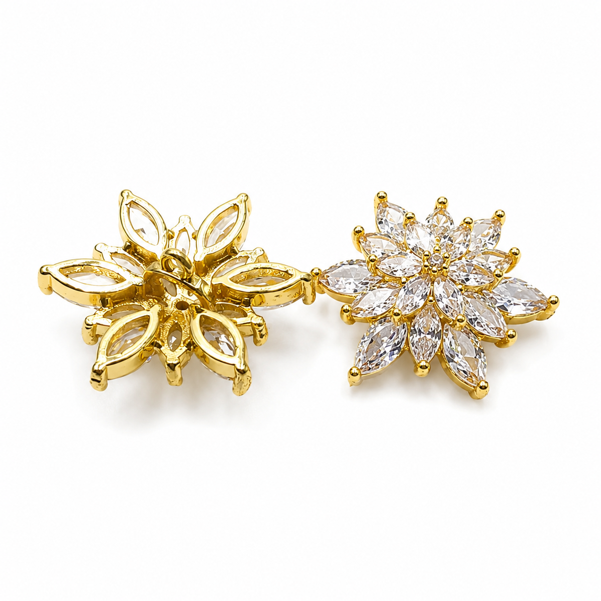 Premium Diamond Metal Button - Gold - 21.6 mm / 34 Ligne