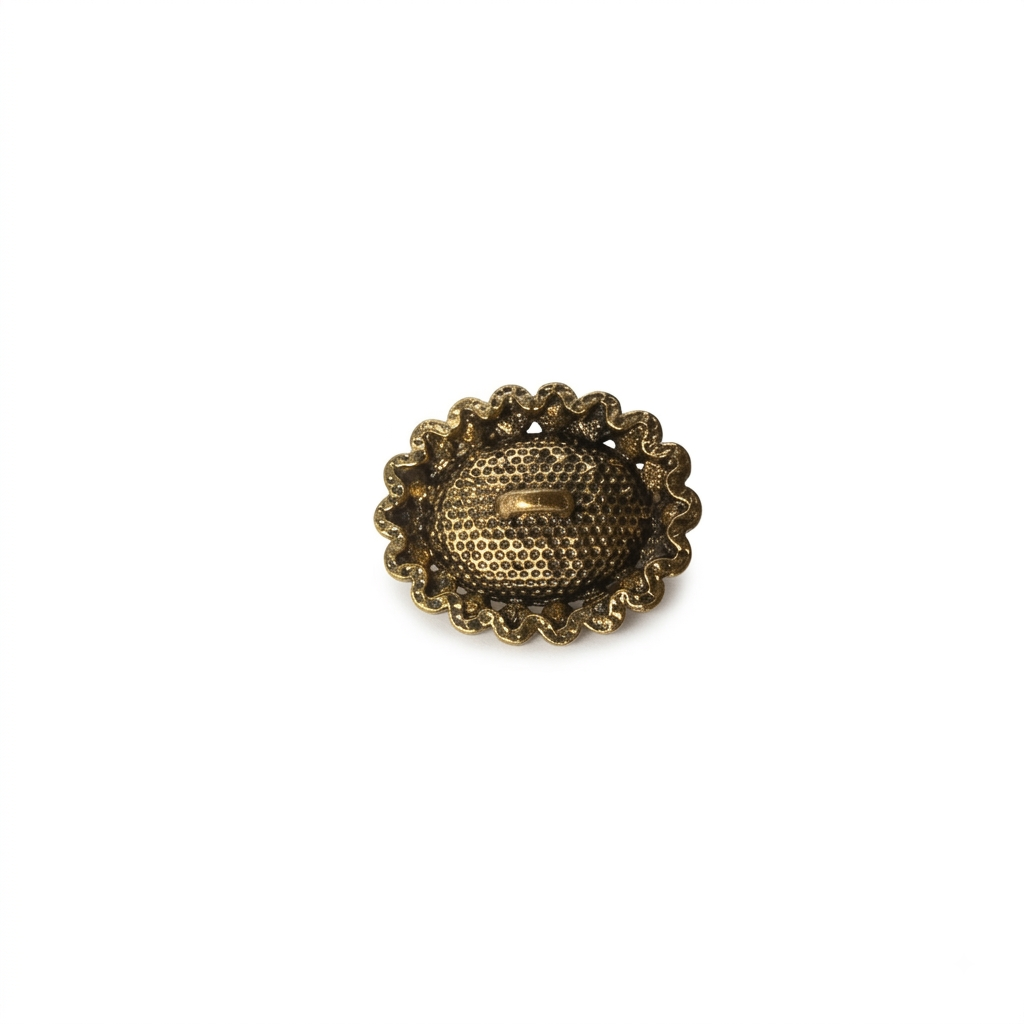 Oval-Shaped Stone Metal Button - Antique Gold - 21.6 mm / 34 Ligne