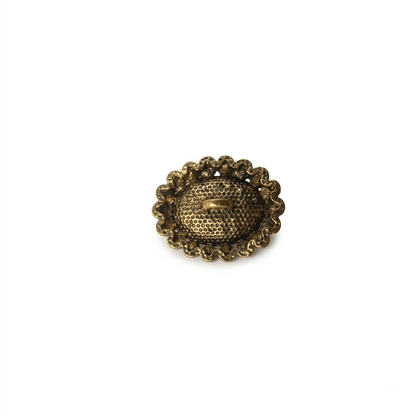 Oval-Shaped Stone Metal Button - Antique Gold - 21.6 mm / 34 Ligne