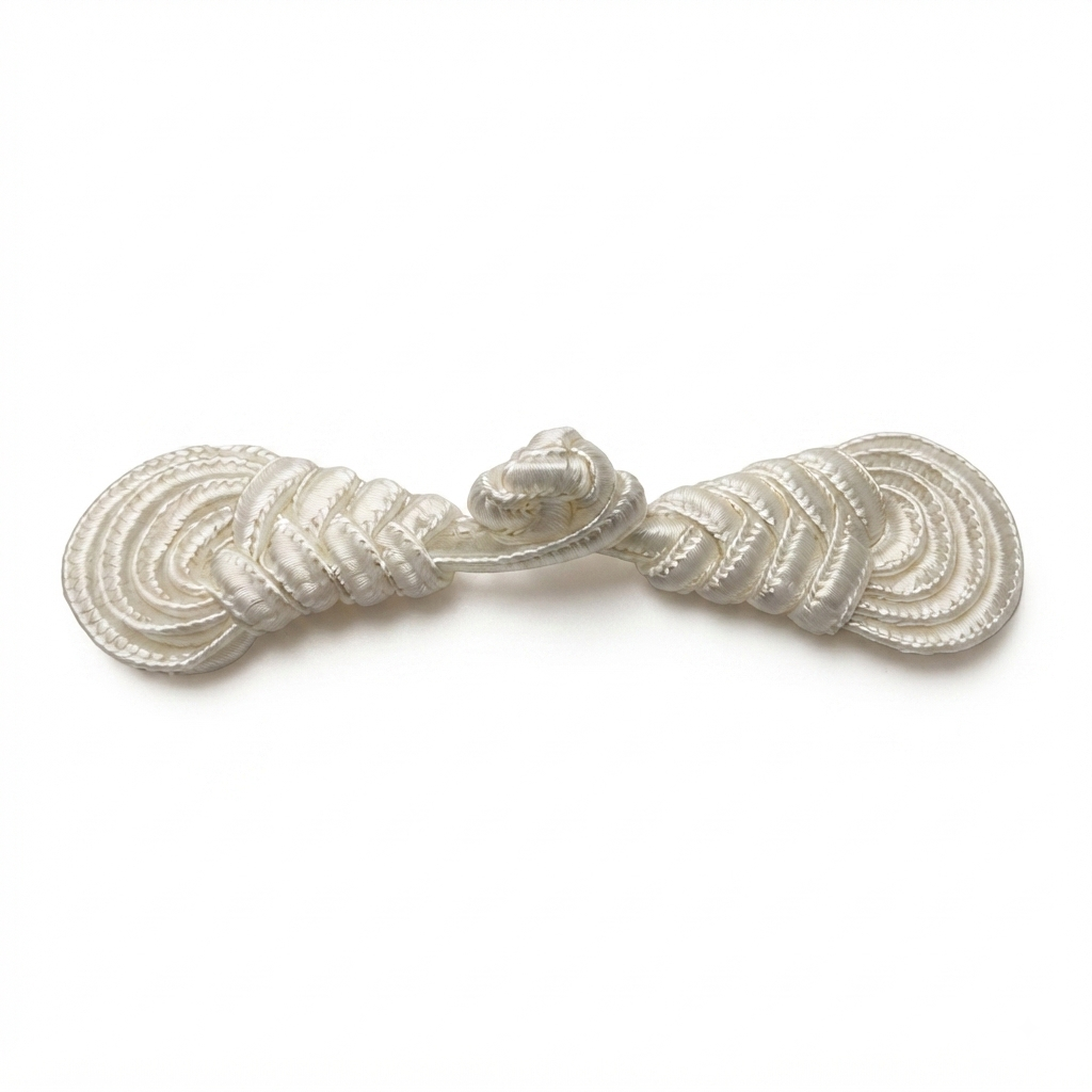 Oriental Frog Button - White