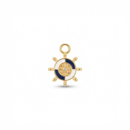 Ship Wheel Charm - Gold