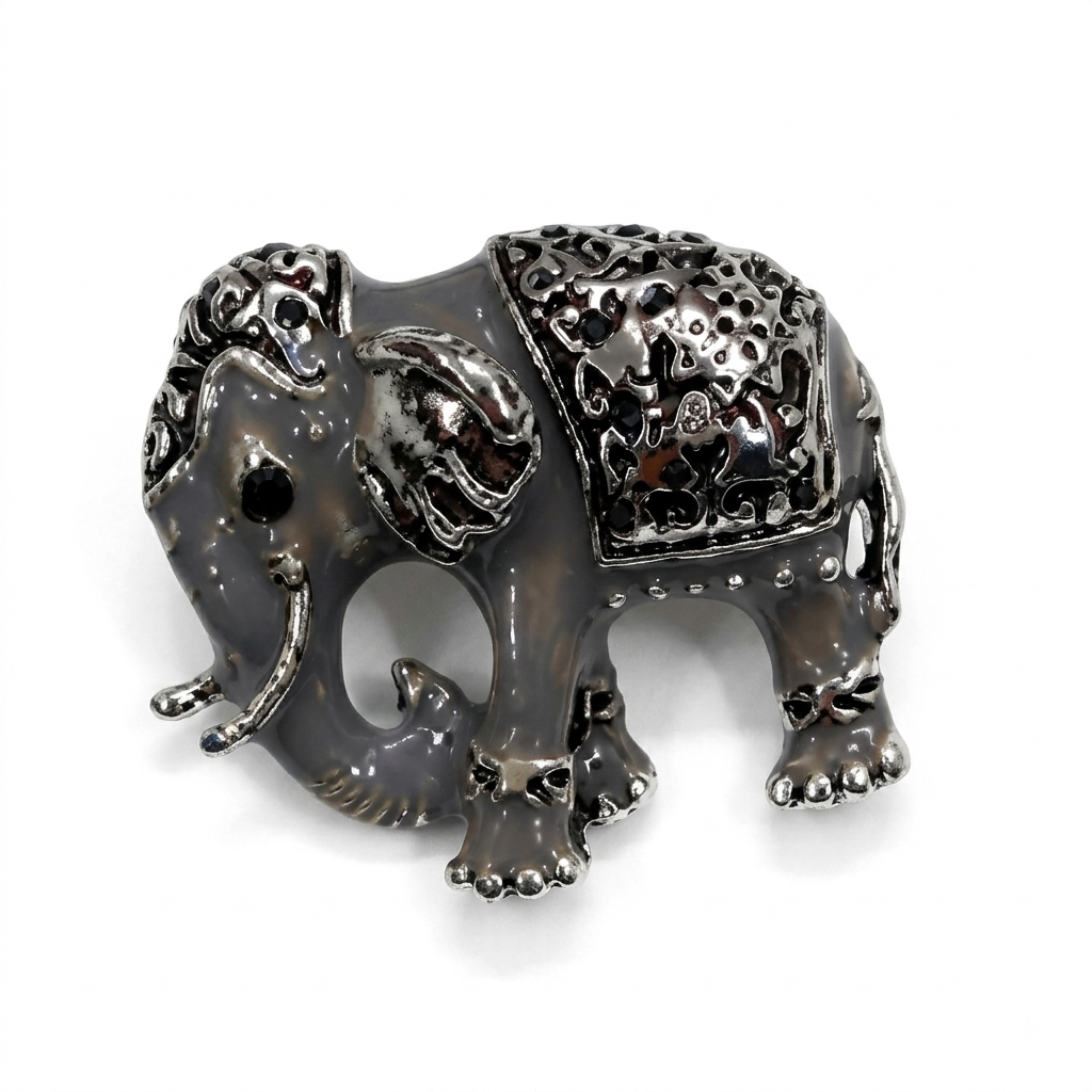 Vintage-Style Elephant Shape Brooch - Gold - 3.5 cm × 3.5 cm