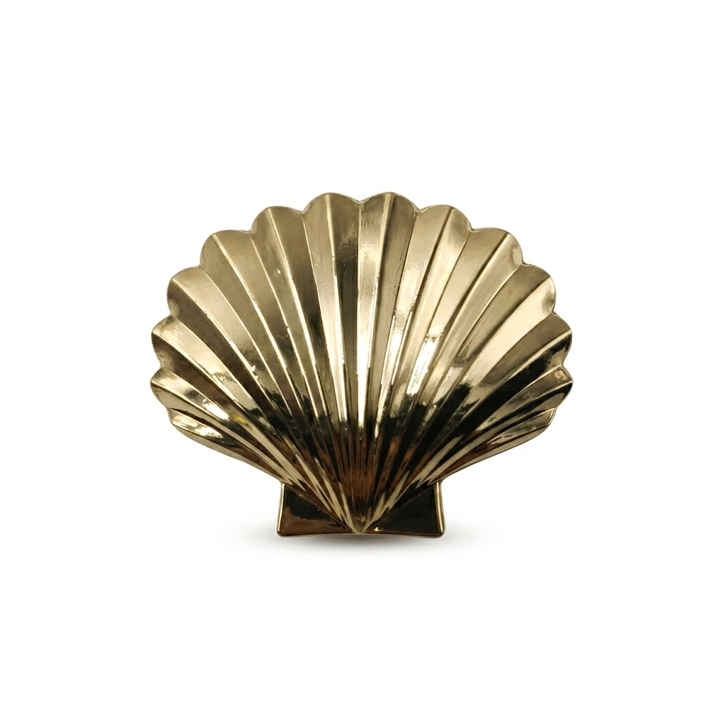 Shell-Look Metal Buckle - Gold - 5 cm × 5.5 cm