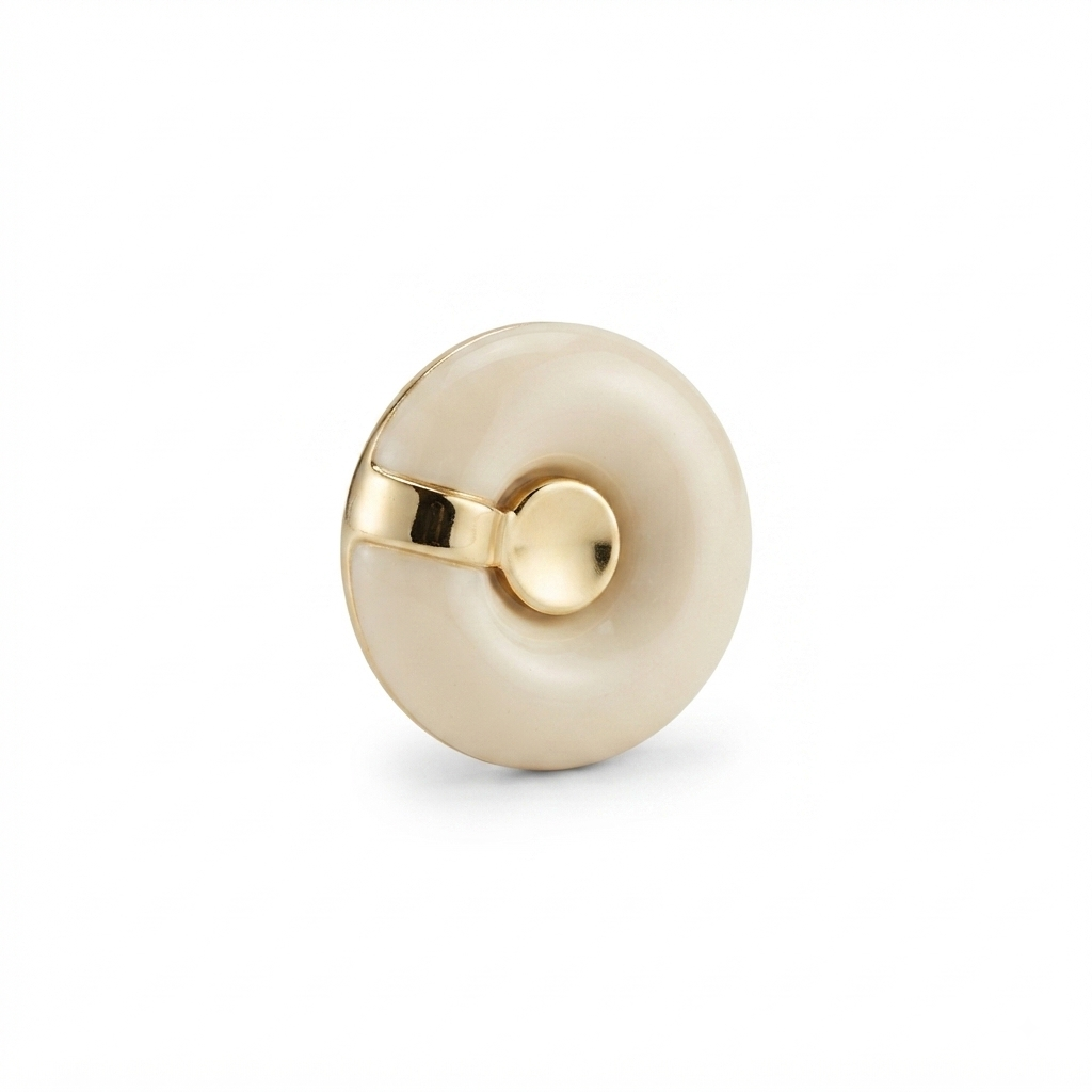 Round-Shaped Fancy Plastic Button - Off-White - 25 mm / 40 Ligne