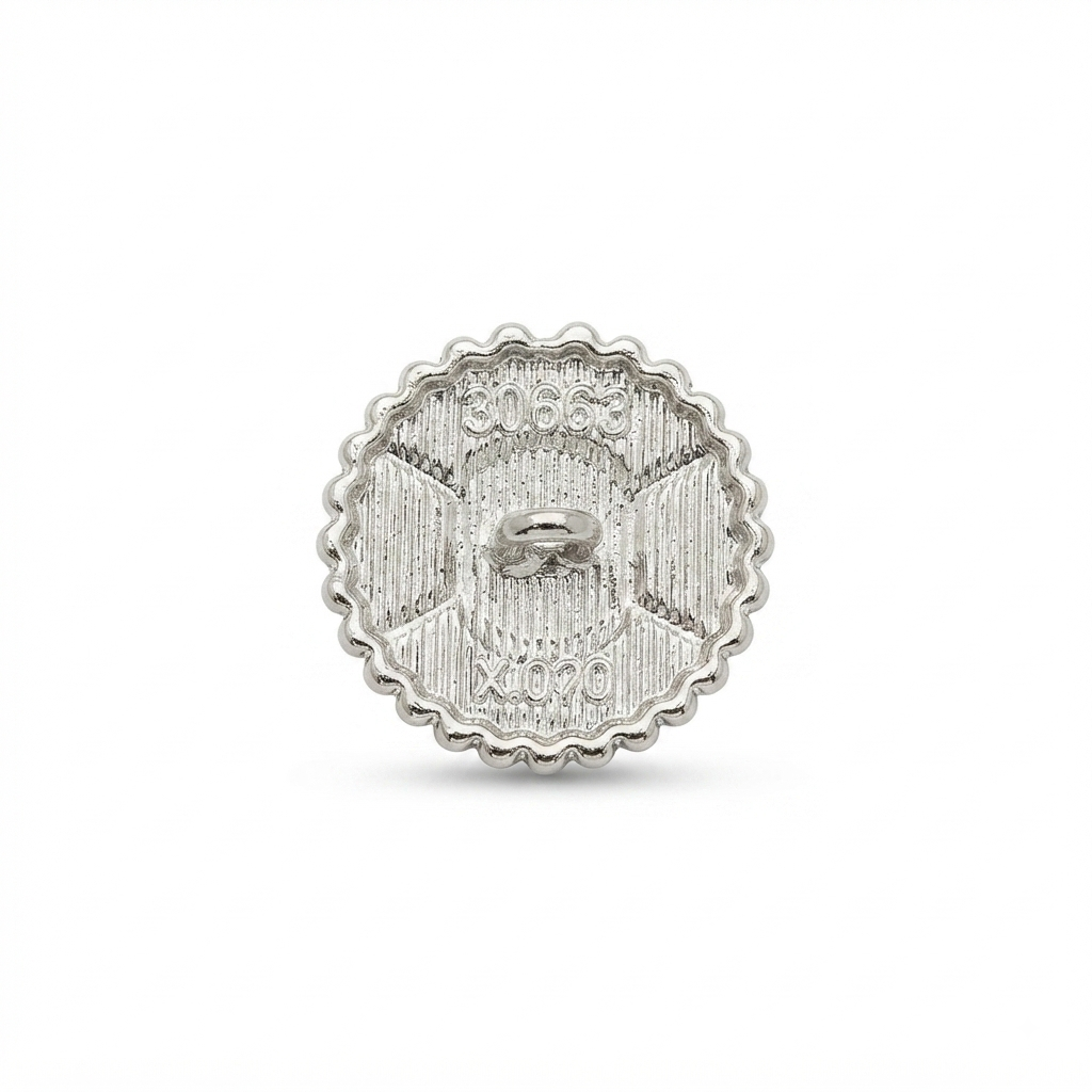 Round-Shaped Metal Button - Silver - 20 mm / 32 Ligne