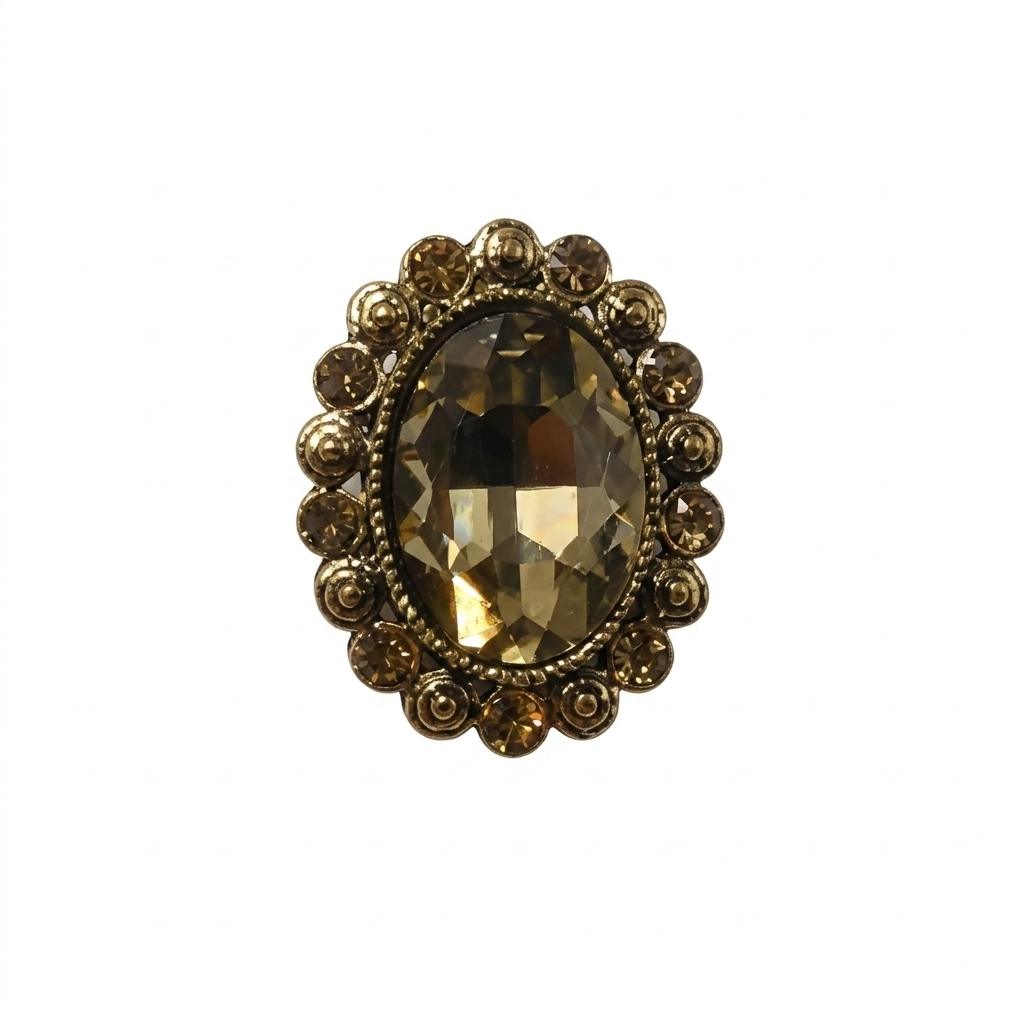 Oval-Shaped Stone Metal Button - alternate view 2