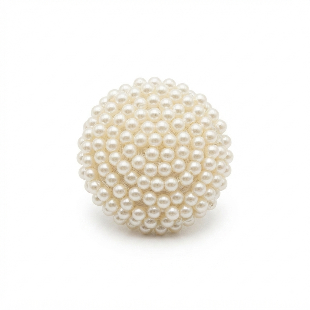 Large Pearl Button - White - 34 mm / 54 Ligne