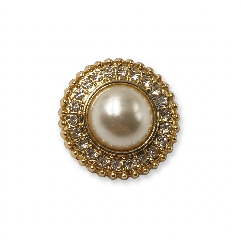 Pearl-Embellished Metal Button - alternate view 2