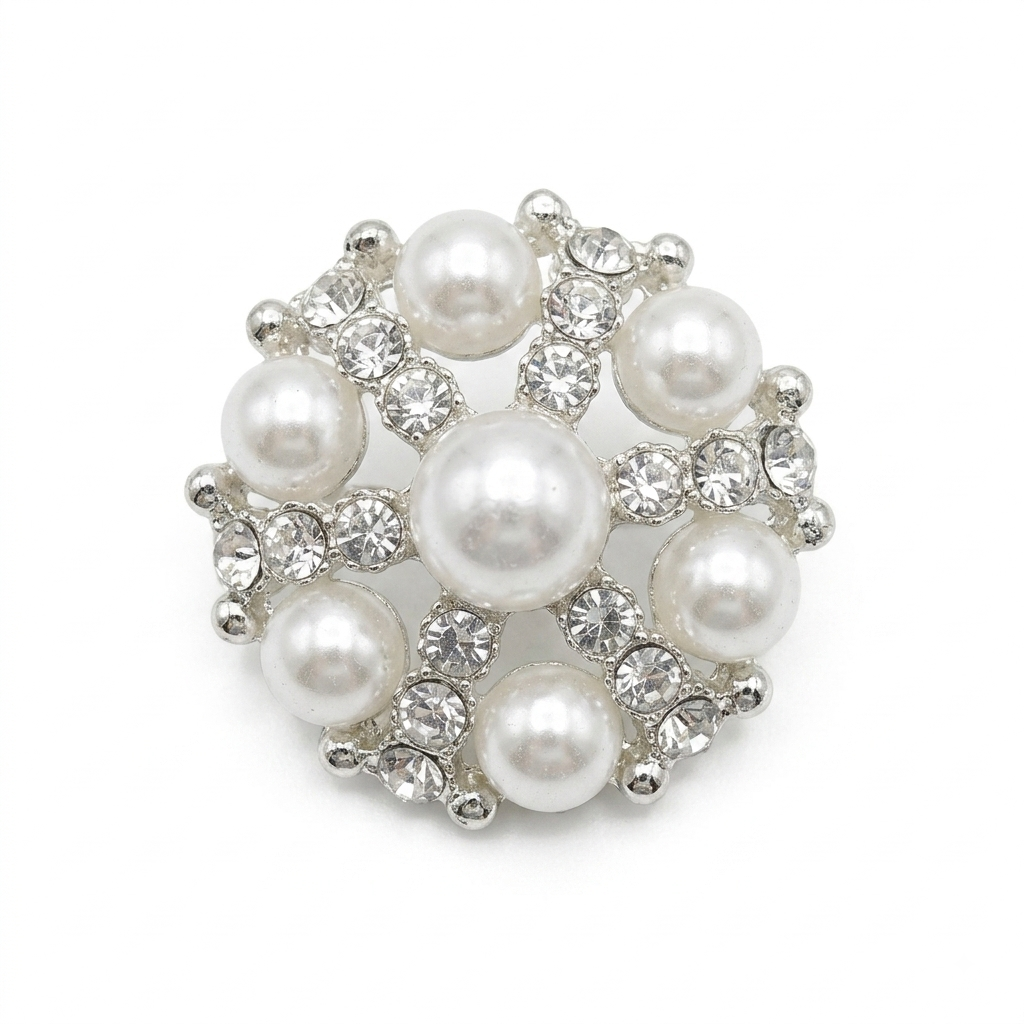 Fancy Pearl Metal Button - Gold - 26.7 mm / 42 Ligne