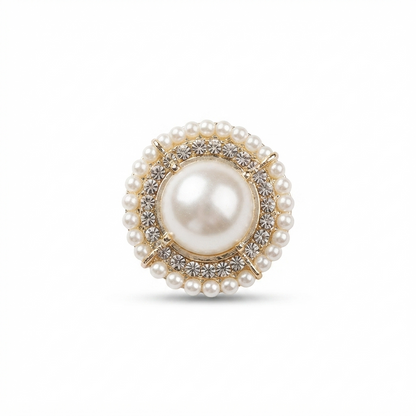 Pearl-Embellished Button - Off-White - 22 mm / 30 Ligne
