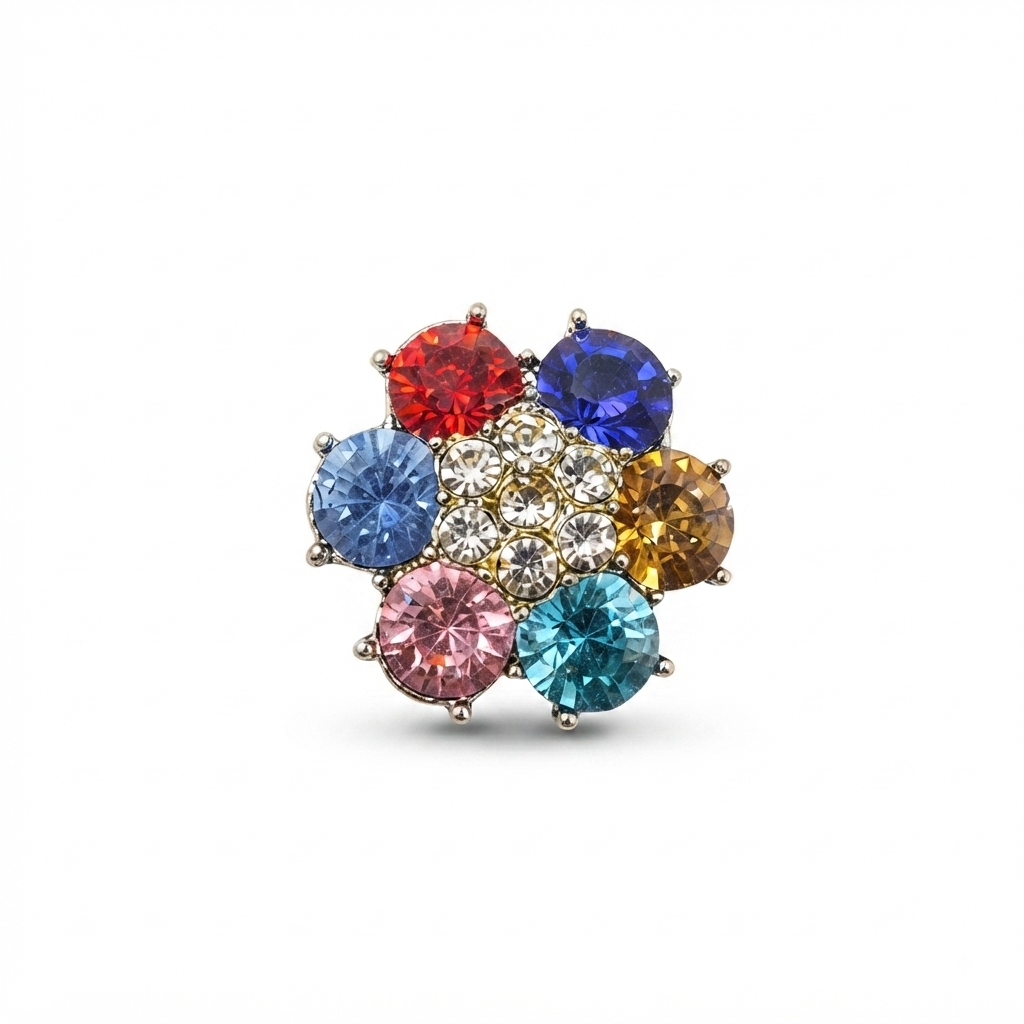 Multicolor Flower Button - Multicolor - 24.2 mm / 38 Ligne