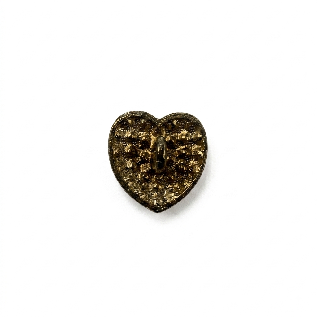 Heart-Shaped Pearl Button - Silver - 15.3 mm / 24 Ligne