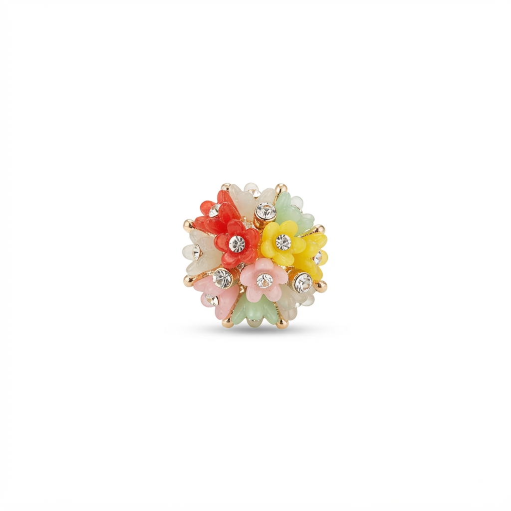 Multicolor Flower Button - Multicolor - 20.4 mm / 32 Ligne