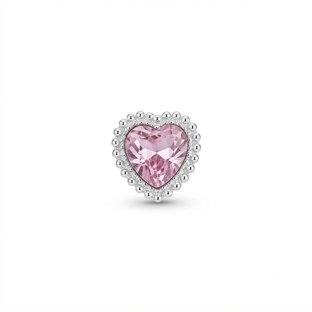 Heart-Shaped Crystal Button