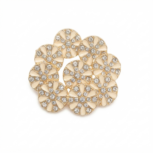 Flower Rhinestone Button