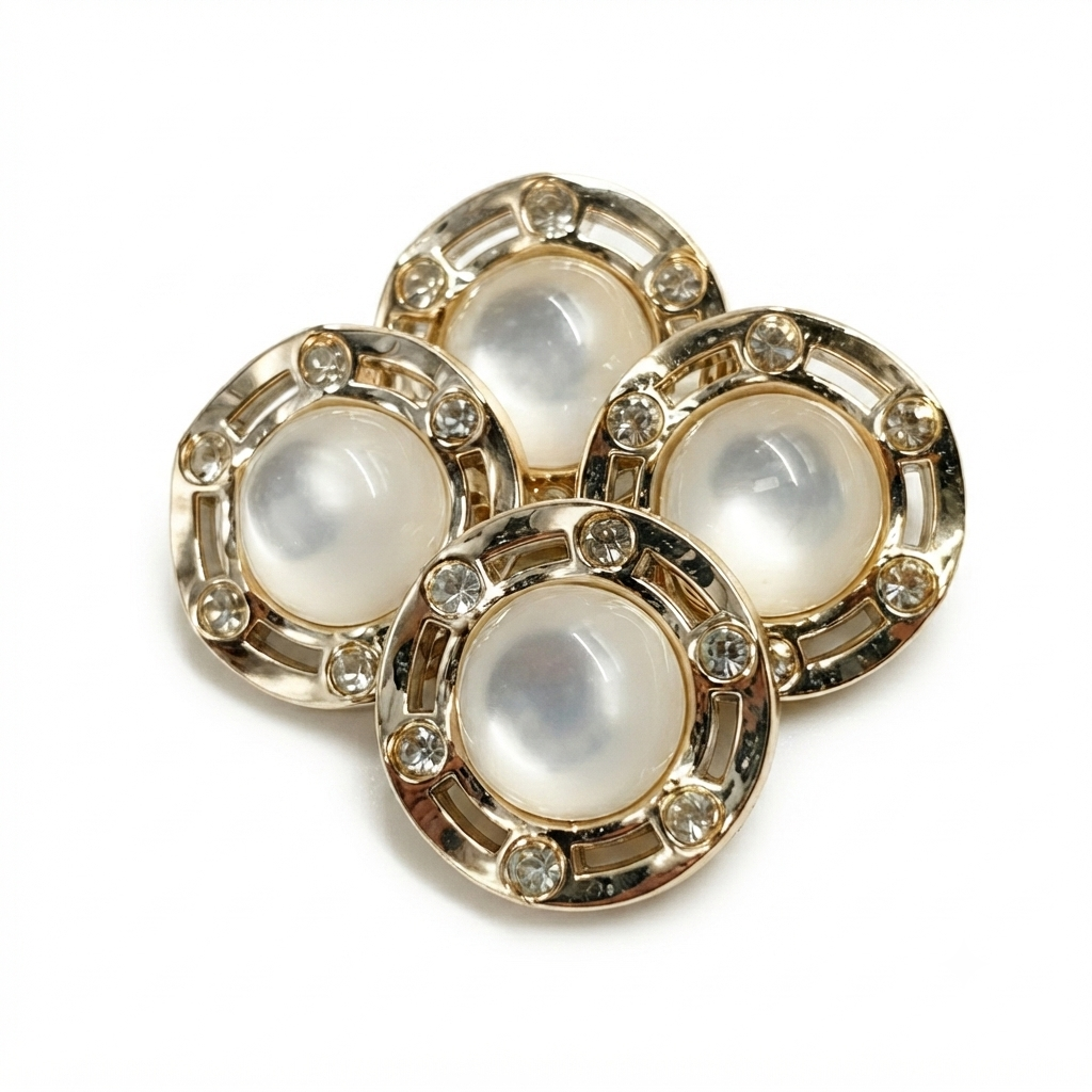 Flower Pearl Metal Button