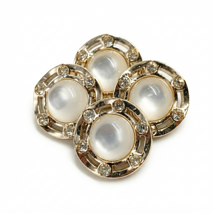 Flower Pearl Metal Button