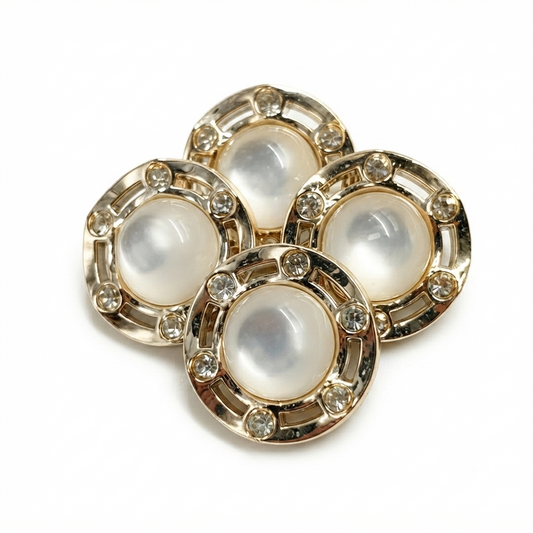 Flower Pearl Metal Button