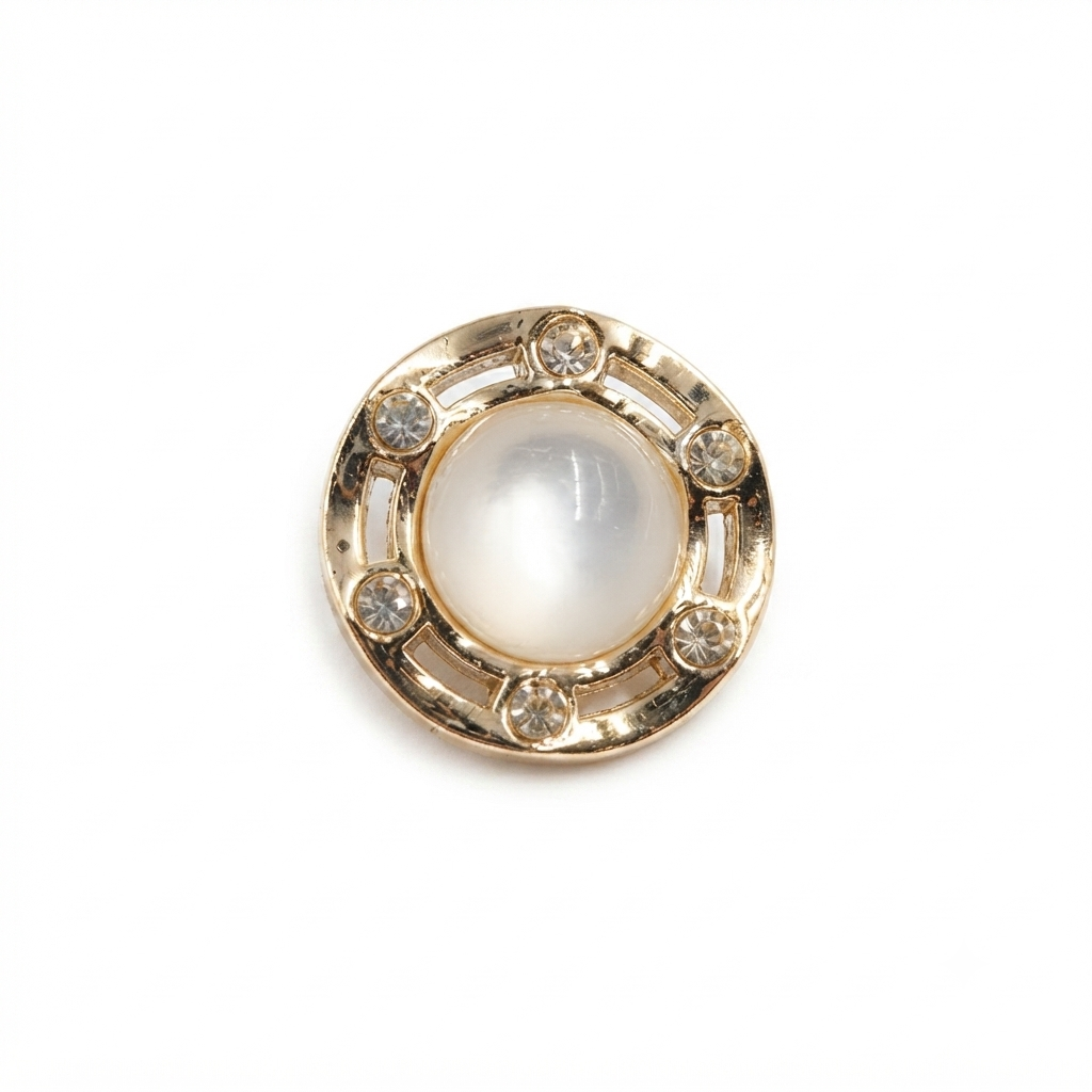 Flower Pearl Metal Button
