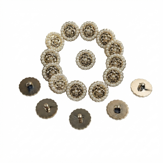 Embellished Pearl Metal Button