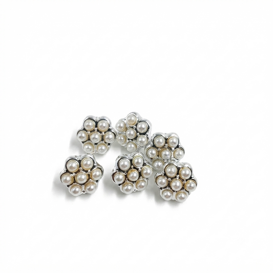 Floral Pearl Metal Button