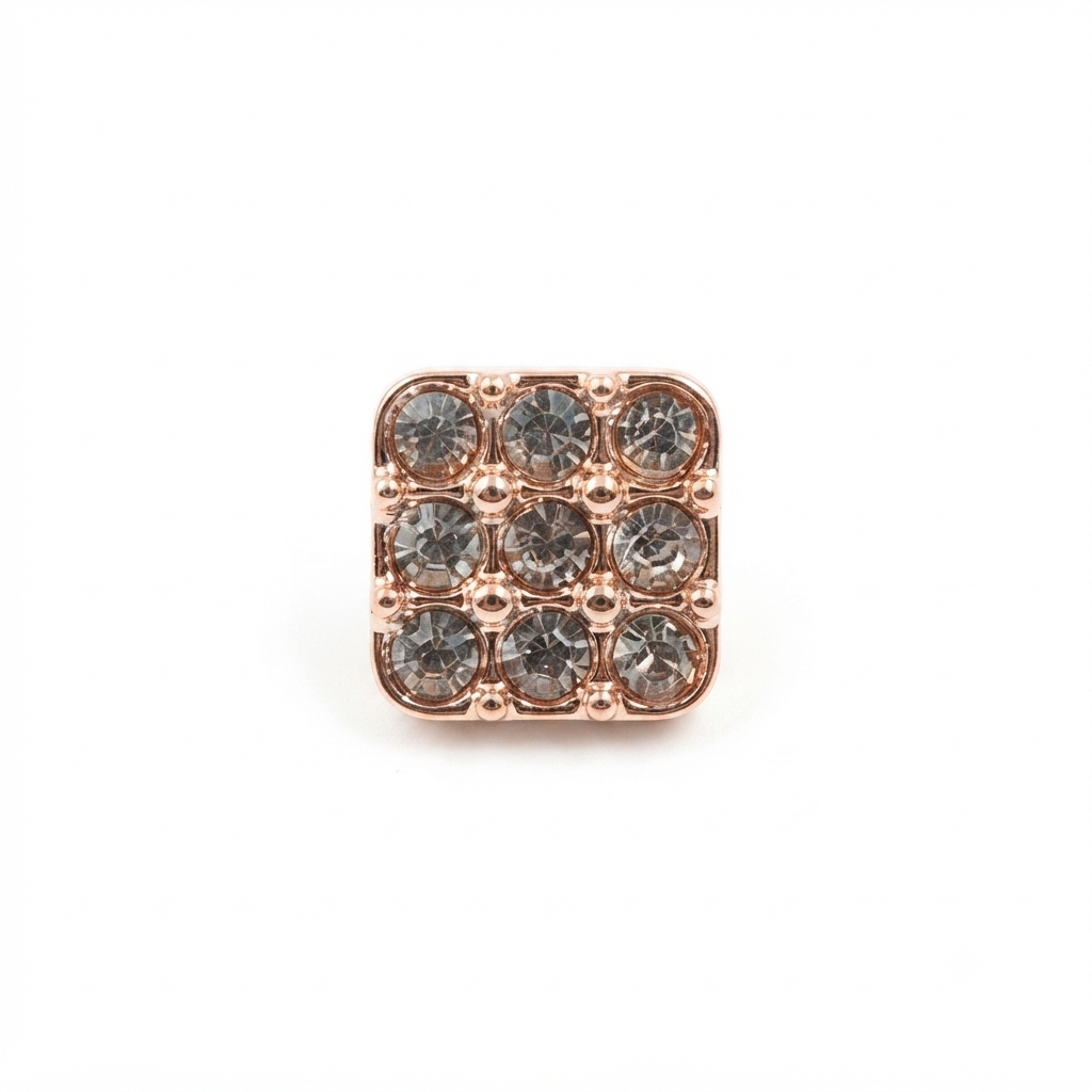 Square-Shaped Rhinestone Button