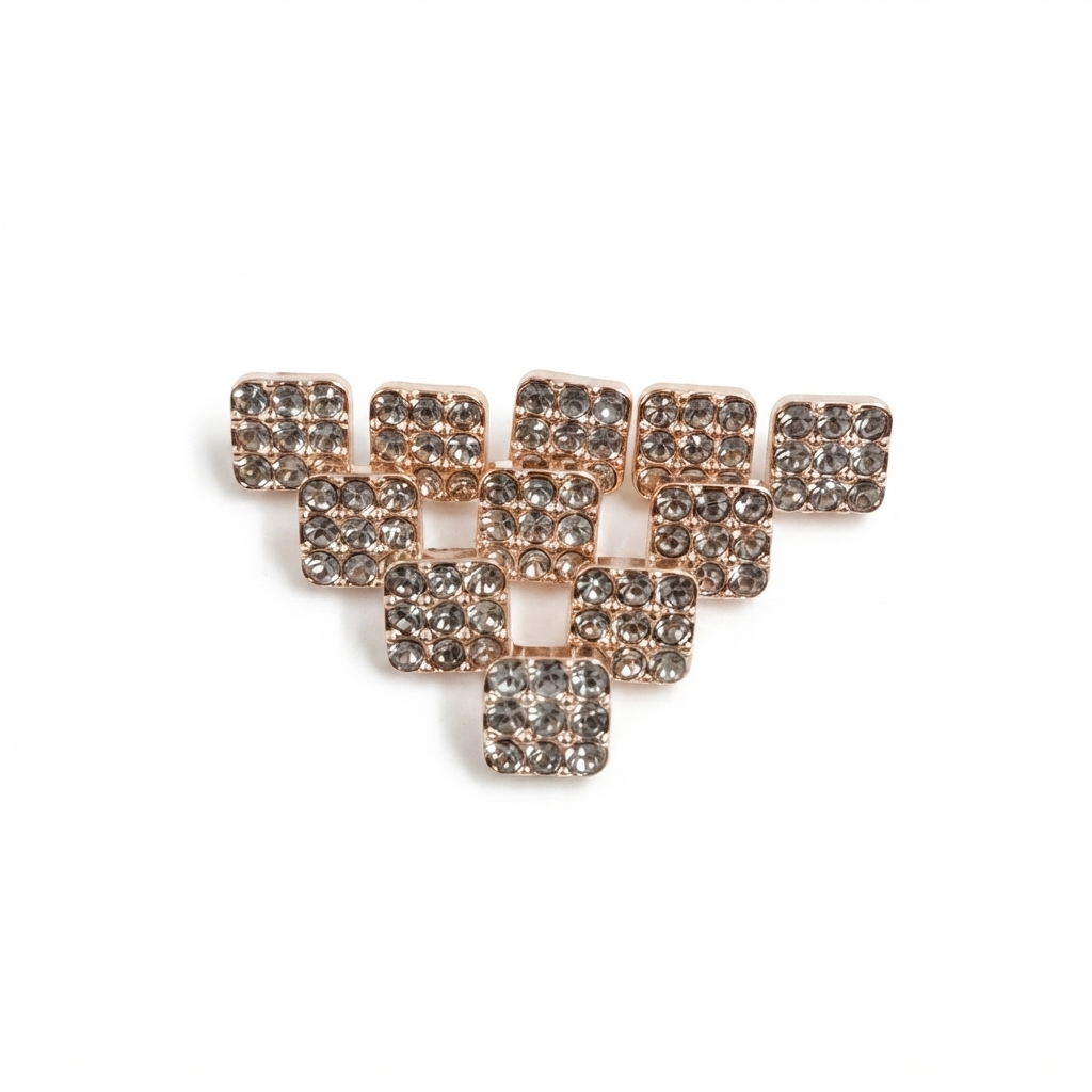 Square-Shaped Rhinestone Button