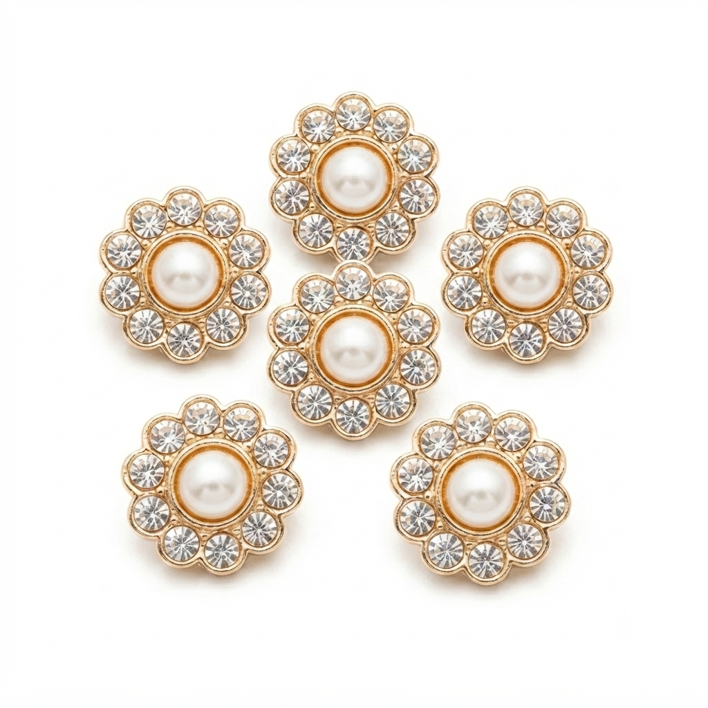 Floral Pearl Button