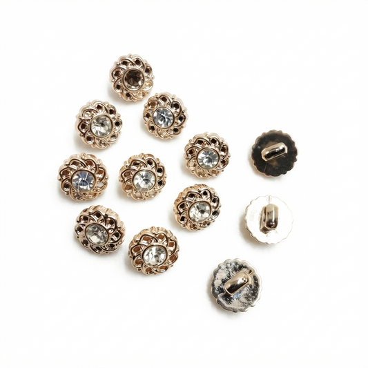 Flower Rhinestone Button